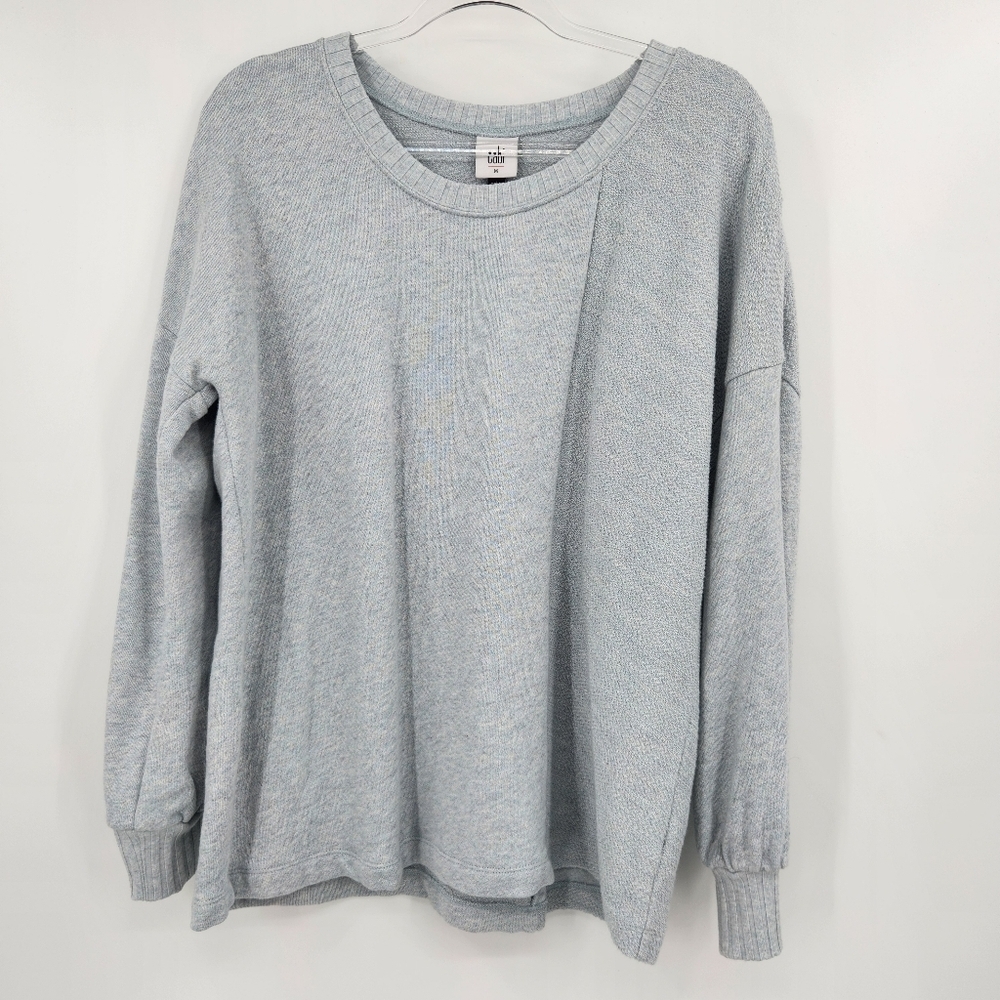 Cabi Wind Down Top Womens Size Medium Light Washed Blue Long Sleeve Knit